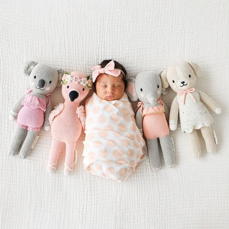 Cuddle + Kind Eloise the Elephant Little 13" Hand-Knit Doll – 1 Doll = 10 Meals, Fair Trade, Heirloom Quality, Handcrafted in Peru, 100% Cotton Yarn