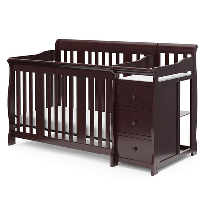 Storkcraft Portofino 5-In-1 Convertible Crib and Changer (Gray) – Crib and Changing Table Combo with Drawer, Converts to Toddler Bed, Daybed and Full-Size Bed, Storage Drawer