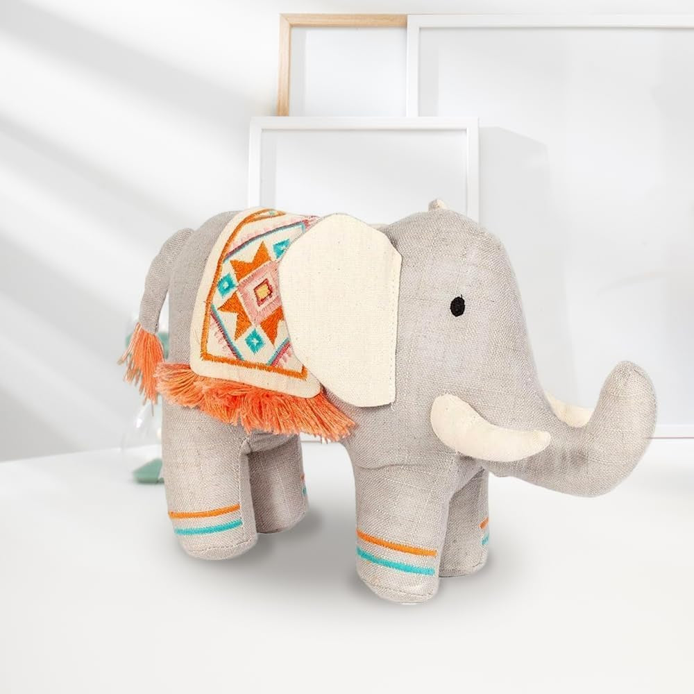 Mon Ami Plush Indian Stuffed Elephant – 11”, Draped with an Ornate Tribal Blanket, Plush Toy for Nursery/Home Décor, Fun Stuffed Toy for Boys & Girls