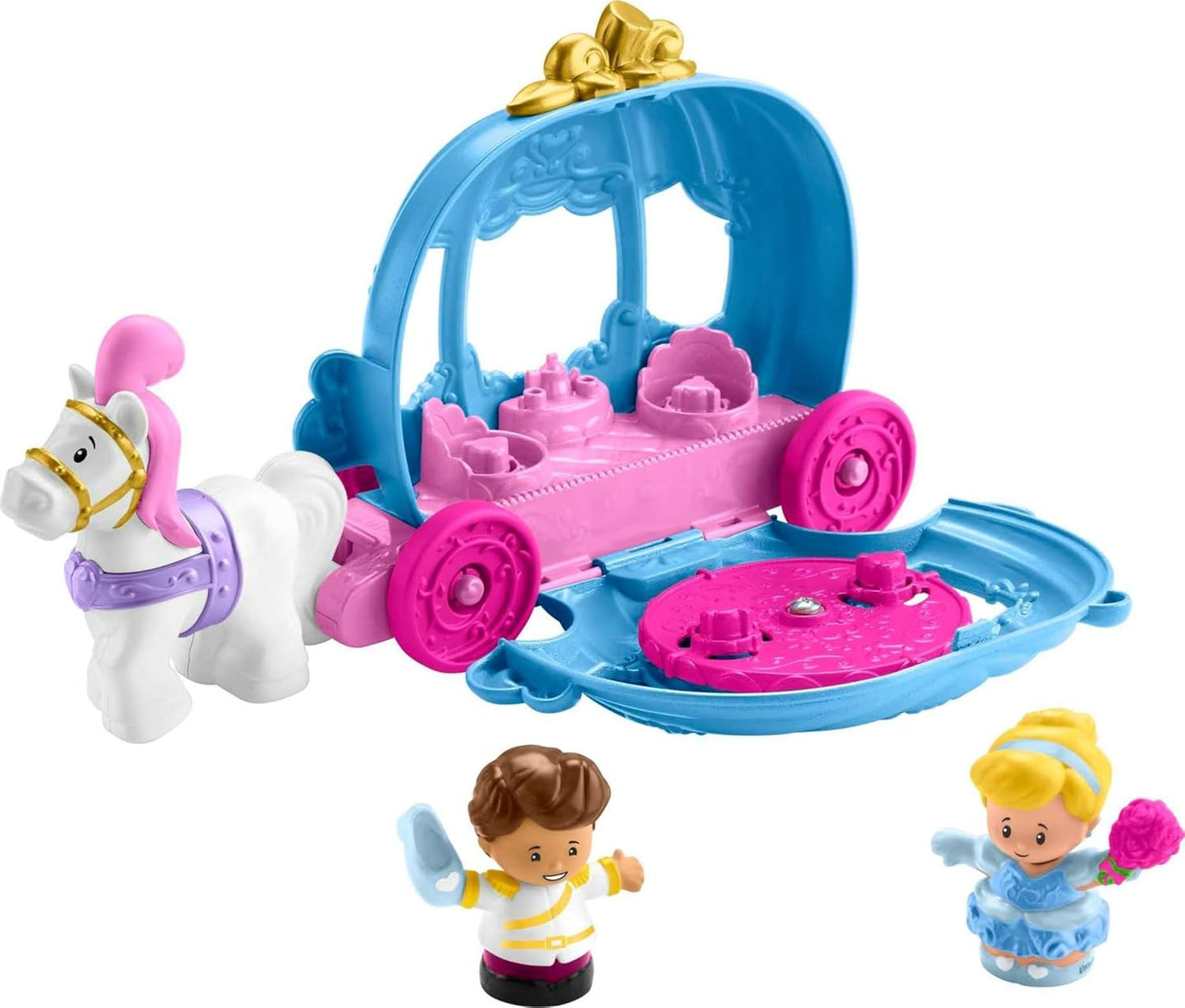 Fisher-Price Little People Toddler Toy Disney Princess Cinderella’S Dancing Carriage Playset with Figures for Pretend Play Ages 18+ Months​