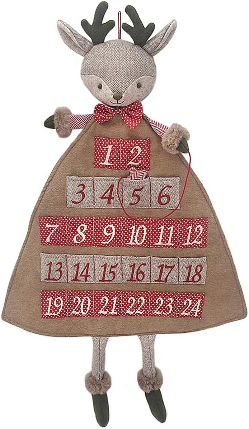 MON AMI Holiday Reindeer Inspired Soft Plush Advent Countdown to Christmas Calendar, Wall Hanging, Christmas Decor, Fabric Calendar, Home & Office Decoration, 26IN, Pink