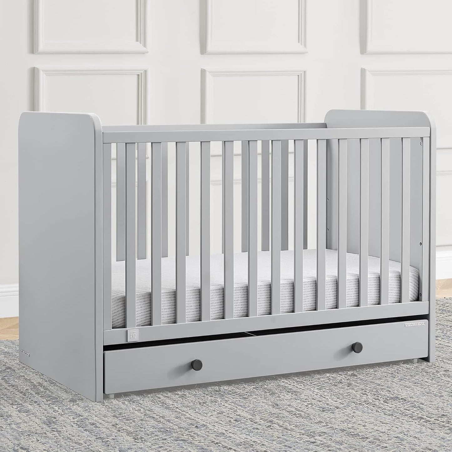 GAP Babygap Graham 4-In-1 Convertible Crib with Storage Drawer - Greenguard Gold Certified, Grey/Dark Grey