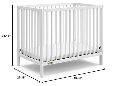 Graco Teddi 4-In-1 Convertible Mini Crib with Bonus Water-Resistant Mattress (White) – GREENGUARD Gold Certified, 2.75-Inch Mattress Included, Convenient Size, Easy 30-Minute Assembly