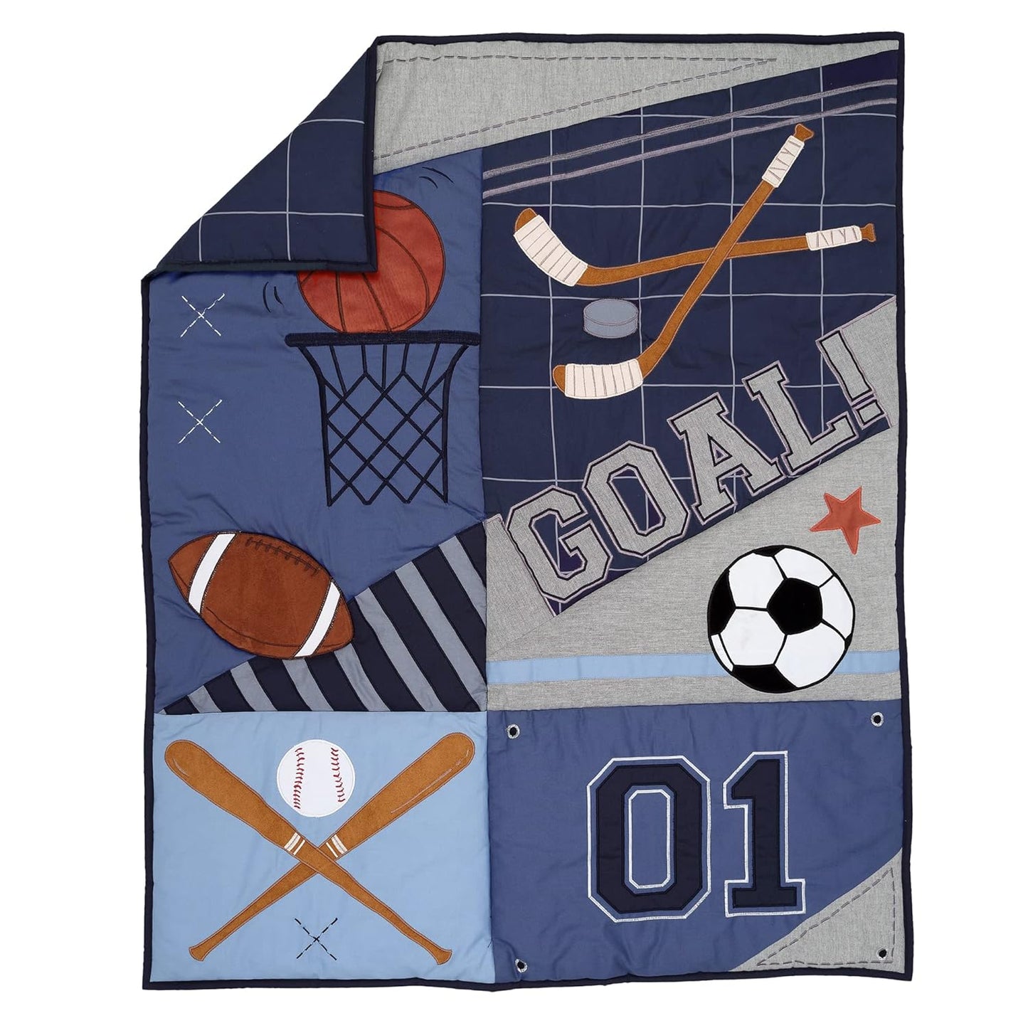 Lambs & Ivy Baby Sports 3-Piece Football/Basketball Baby Crib Bedding Set