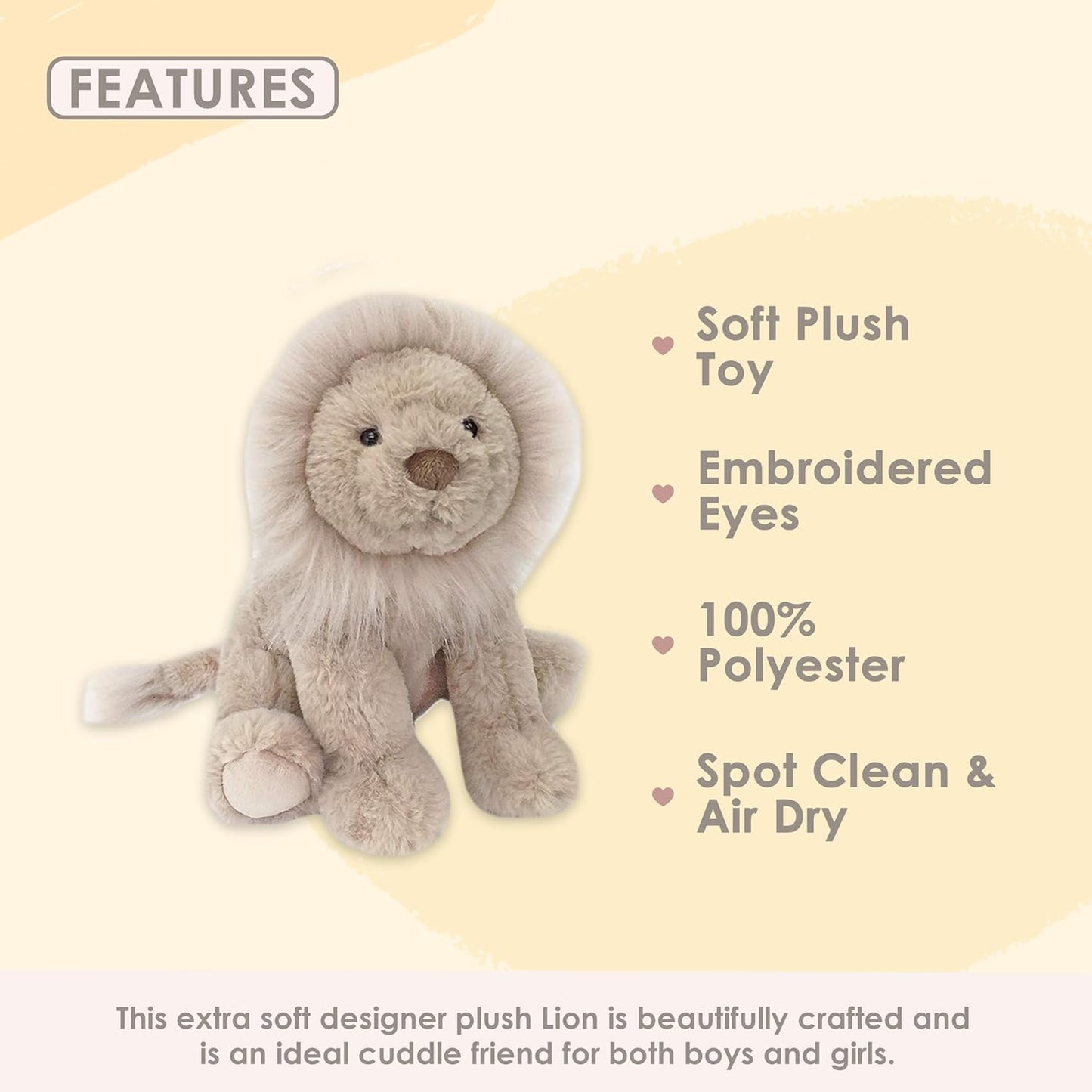 MON AMI Luca the Lion Stuffed Animal – 12”, Lion Plush Toy, Soft Stuffed Toy Plushies for Babies/Toddlers, Gifts for Kids of All Ages, Zoo Animals