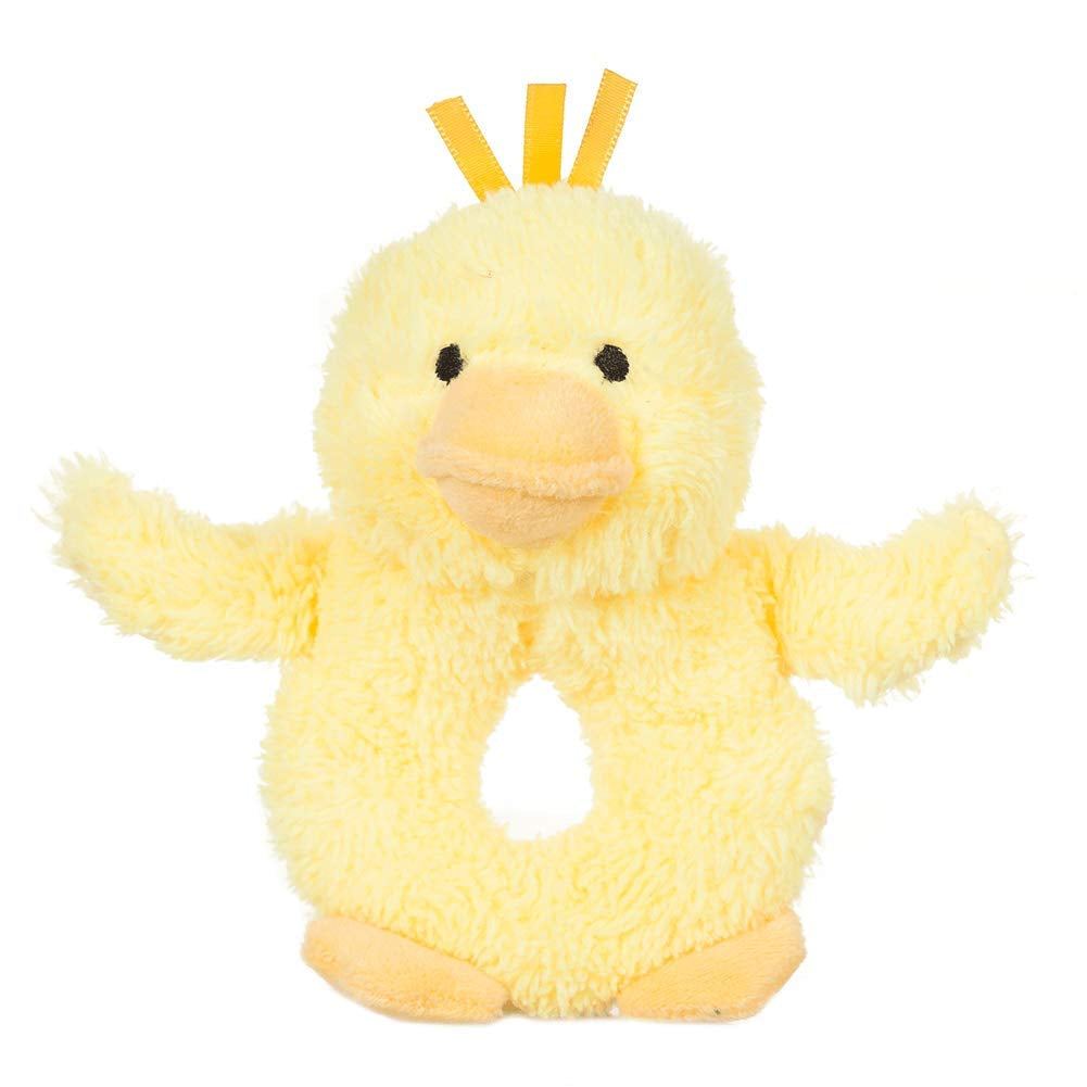 Apricot Lamb Baby Duck Soft Rattle Toy, Plush Stuffed Animal for Newborn Soft over 0 Months (Duck, 6 Inches)