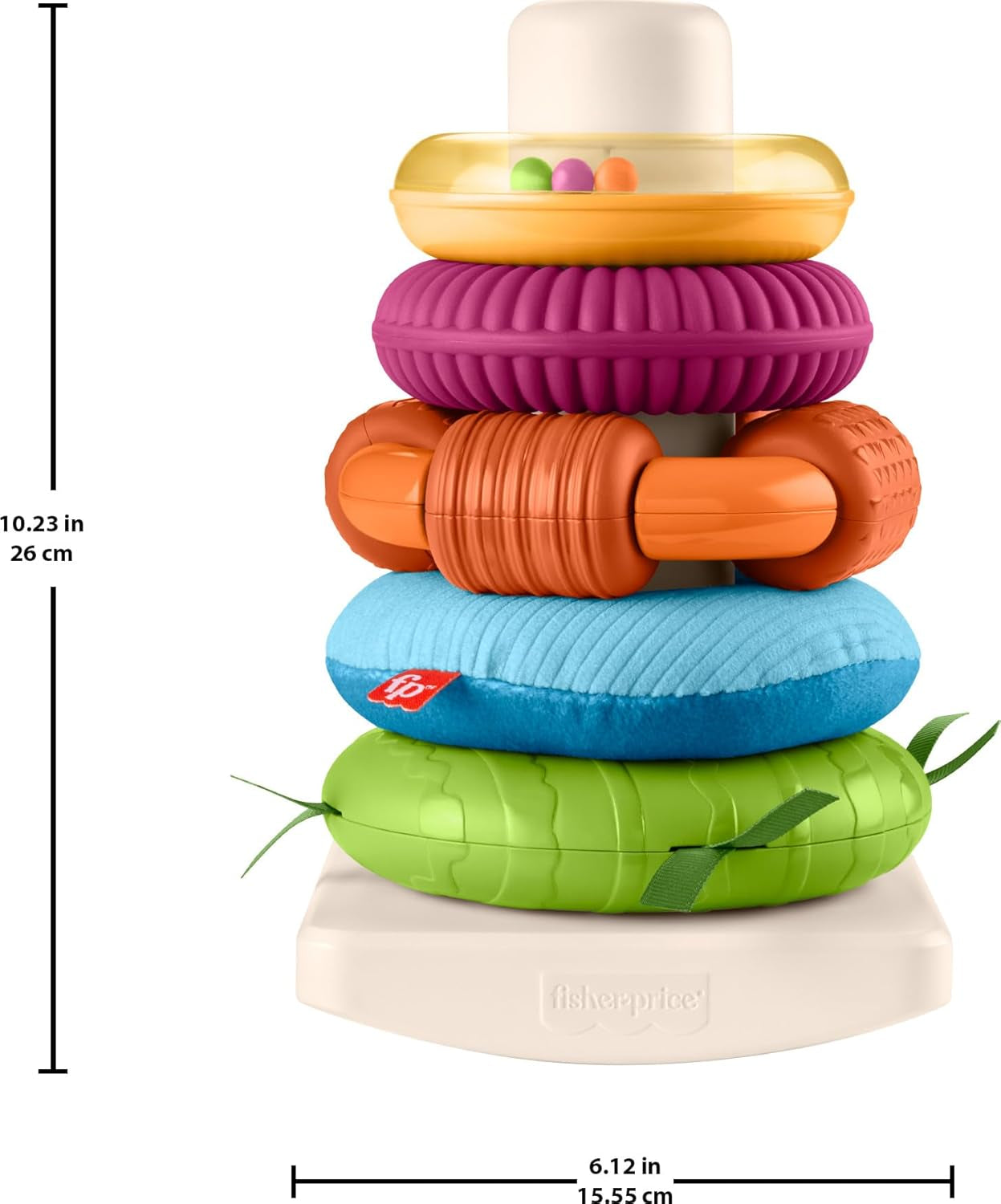 Fisher-Price Baby Toy Sensory Rock-A-Stack, Rings with Fine Motor Activities for Developmental Play for Infants Ages 6+ Months