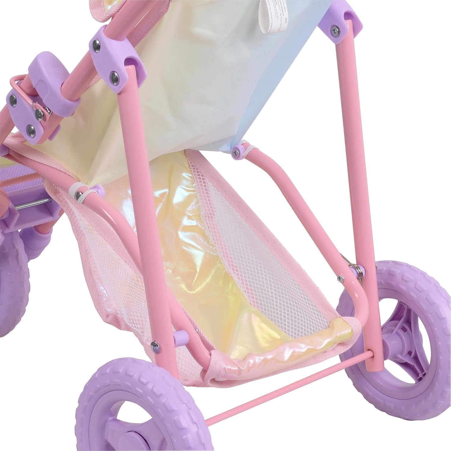 Olivia'S Little World Baby Doll Jogging-Style Stroller with Canopy, Seatbelt and Storage Space, Purple and White