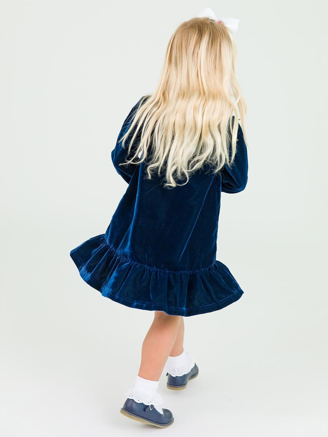 Rufflebutts Baby/Toddler Girls Velvet Long Sleeve Drop Waist Dress