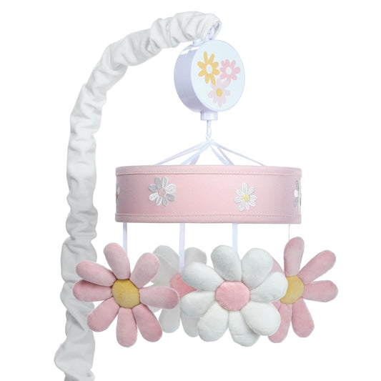 Lambs & Ivy Daisy Dreams Pink/White Musical Baby Crib Mobile Soother Toy