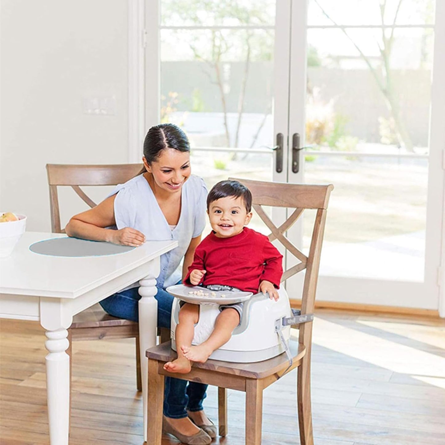 Bumbo Baby Toddler Adjustable 3 in 1 Multi Seat High Chair and Booster Seat with Removable Tray and Buckle Strap for Toddlers 1 to 3, Cool Gray