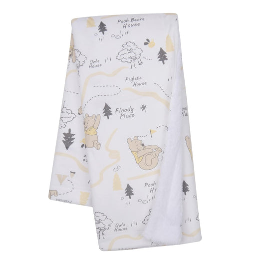 Lambs & Ivy Disney Baby Pooh and the Hundred Acre Woods White Baby Blanket