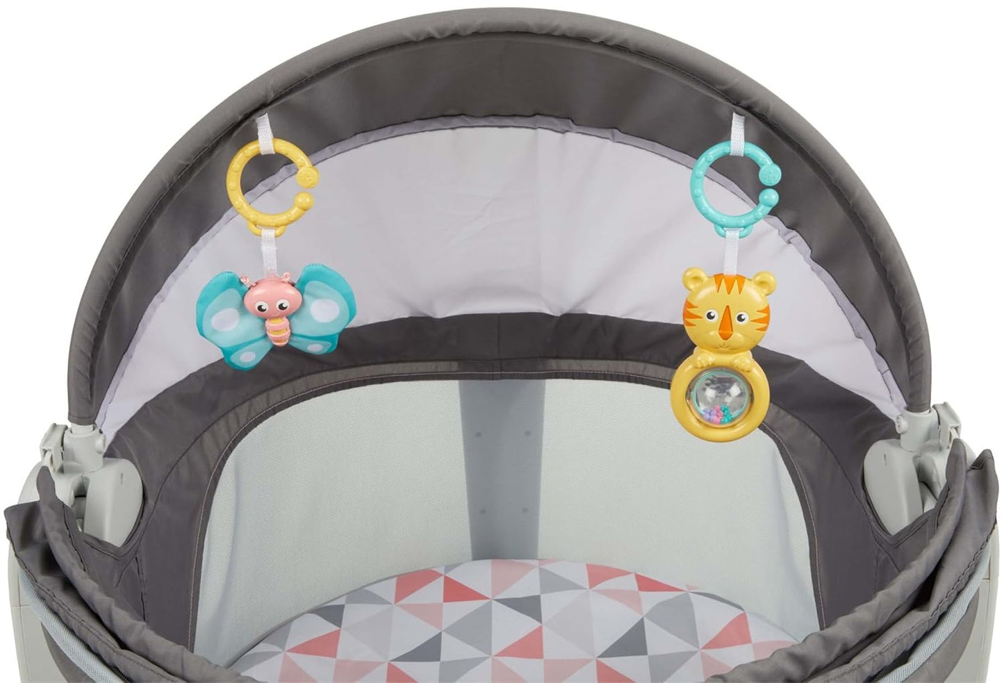 Fisher-Price Portable Bassinet On-The-Go Baby Dome, Travel Play Space with Developmental Newborn Toys & Canopy, Rosy Windmill