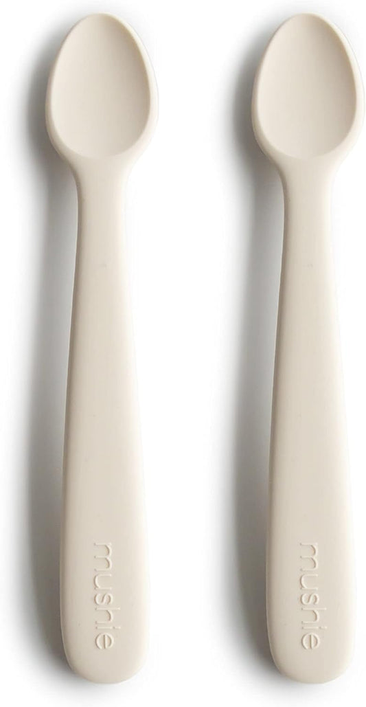 Mushie Silicone Baby Feeding Spoons | 2 Pack (Ivory)