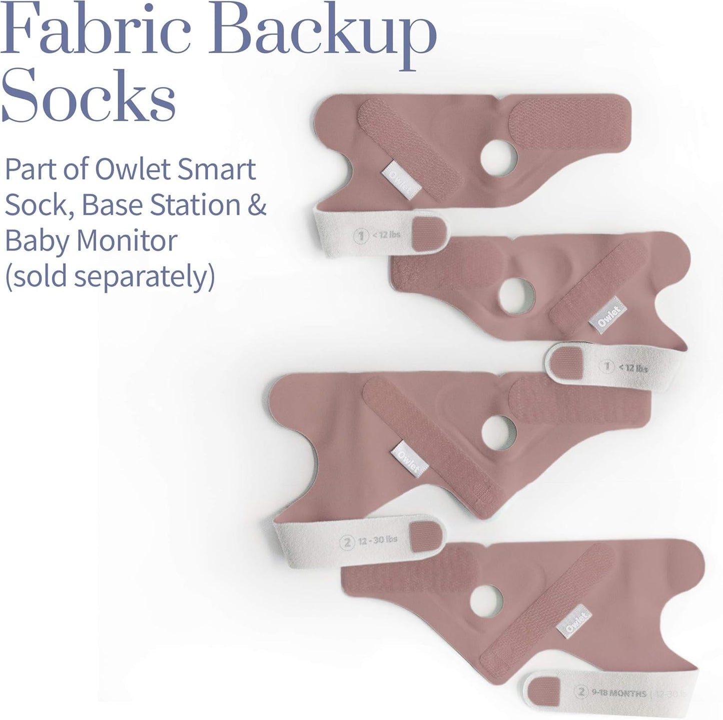 Owlet Accessory Fabric Sock for Dream Sock Baby Monitor, Fits Babies 0 to 18 Months, Dusty Rose (Sensor and Base Station Not Included)