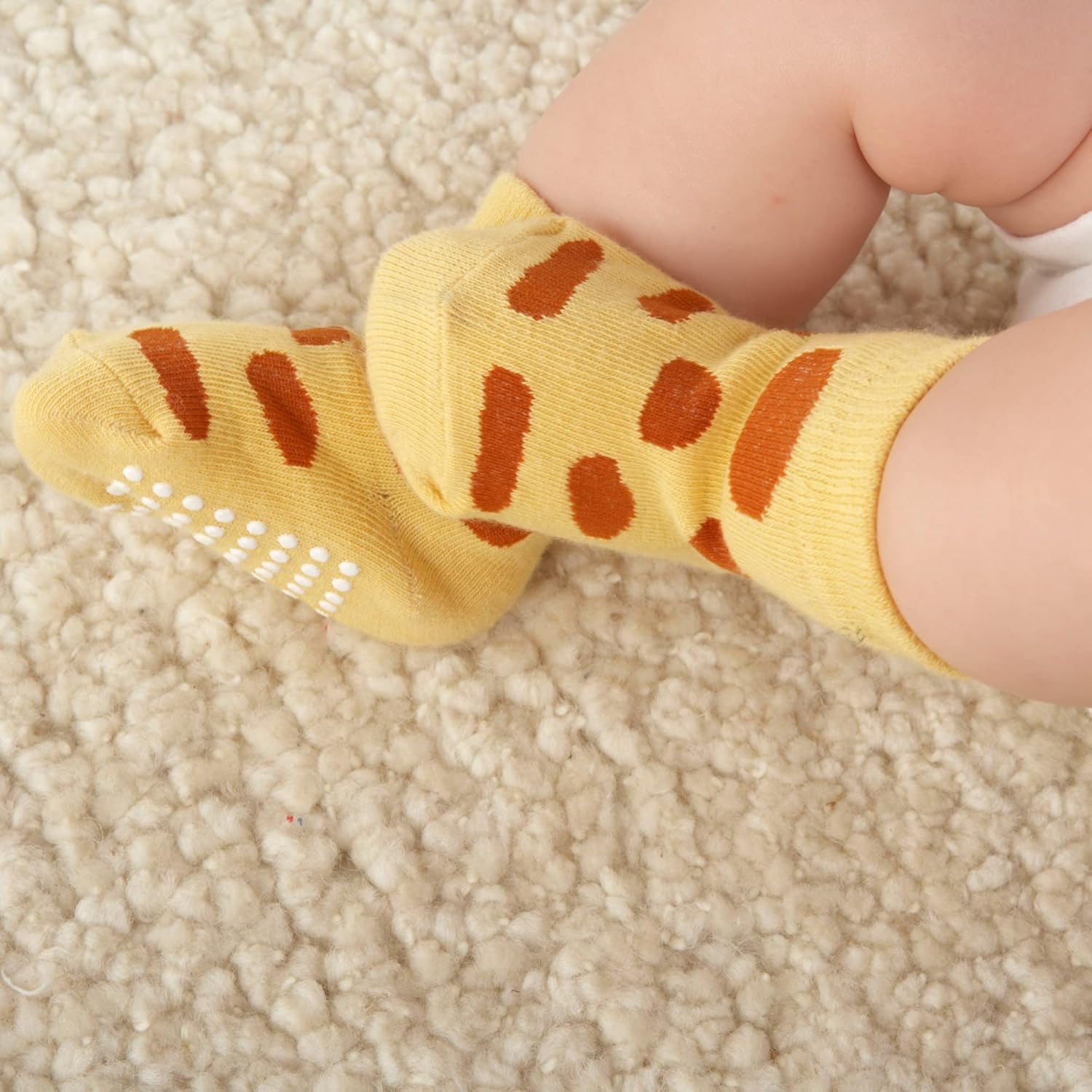 Baby Aspen, "Sock Safari" Four-Pair Animal-Themed Baby Socks Set, 0-6 Months