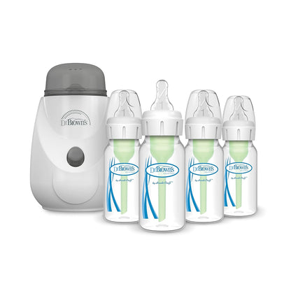 Dr. Brown’S Insta-Feed Bottle Warmer and Sterilizer with Anti-Colic Options+ Narrow Baby Bottles 4 Oz/120 Ml, with Level 1 Slow Flow Nipple, 4 Pack, 0M+