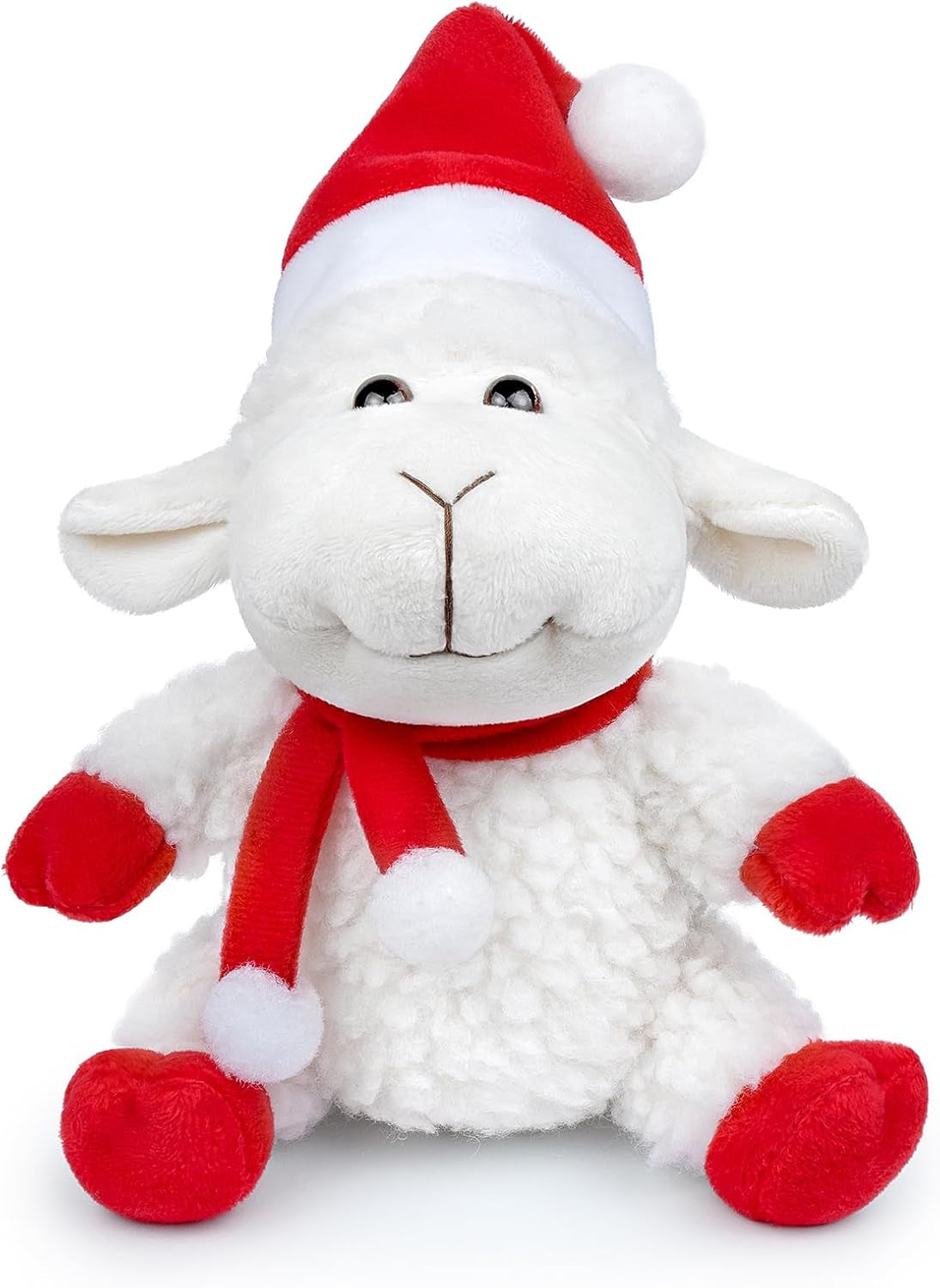 Tiny Heart Cute Lamb Plush Toy 18Cm/7”, Stand Cuddly Stuffed Animal Christmas Sheep Plush Toy, Super Soft Sheep Plush Home Decoration Animal Toys, Gift for Friends and Kids Red