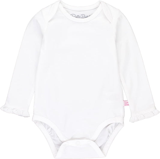 Rufflebutts Baby/Toddler Girls Knit Long Sleeve Ruffle Layering Bodysuit with Snaps