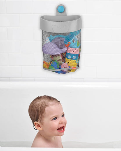 Skip Hop Baby Bath Time Gift Set with Bath Toy Organizer, Rinser, and Spout Cover, Grey