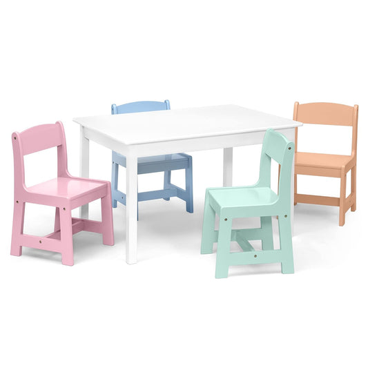 Delta Children Mysize Kids Table with 4 Chairs, Bianca White/Pastel