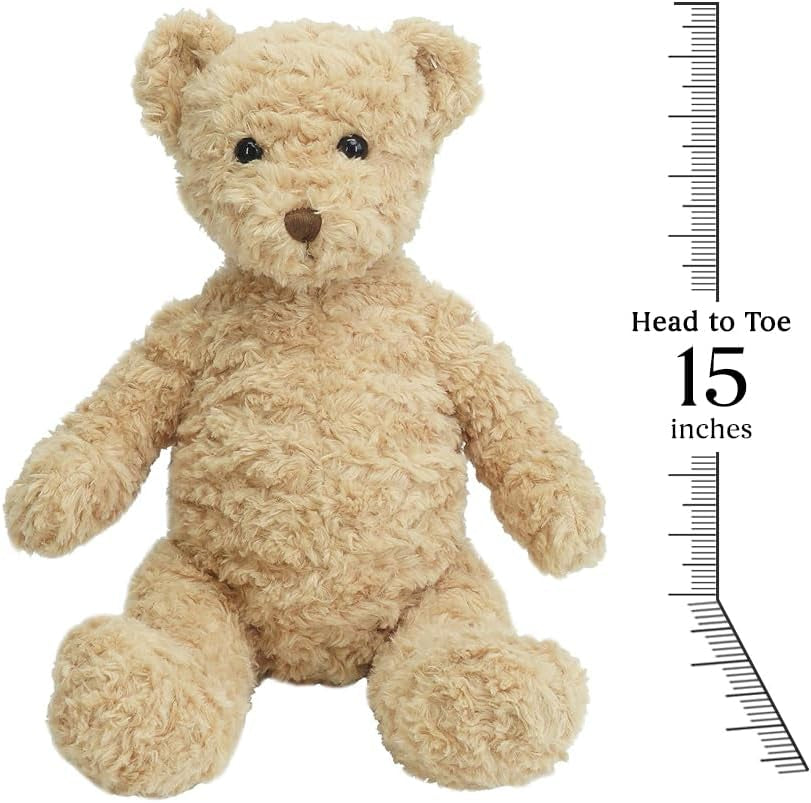 MON AMI Mr. Cuddleworth the Bear Stuffed Animal – 15”, Teddy Bear Plush for Baby Shower, Cute Plushies for Kids of All Ages