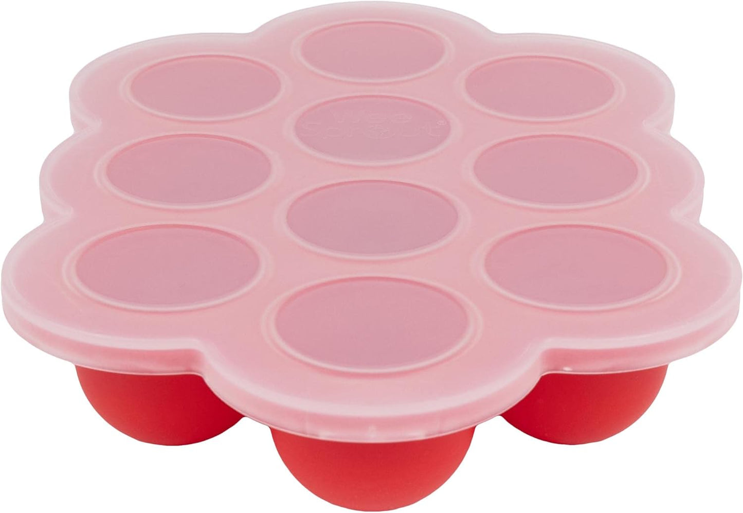 Weesprout Silicone Baby Food Freezer Tray with Clip-On Lid - Perfect Storage Container for Homemade Baby Food, Vegetable & Fruit Purees, and Breast Milk (Bright Red, Ten 1.5 Ounce Sections)