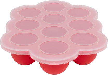 Weesprout Silicone Baby Food Freezer Tray with Clip-On Lid - Perfect Storage Container for Homemade Baby Food, Vegetable & Fruit Purees, and Breast Milk (Bright Red, Ten 1.5 Ounce Sections)