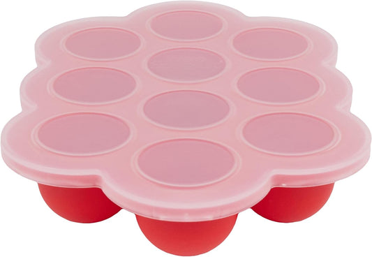 Weesprout Silicone Baby Food Freezer Tray with Clip-On Lid - Perfect Storage Container for Homemade Baby Food, Vegetable & Fruit Purees, and Breast Milk (Bright Red, Ten 1.5 Ounce Sections)