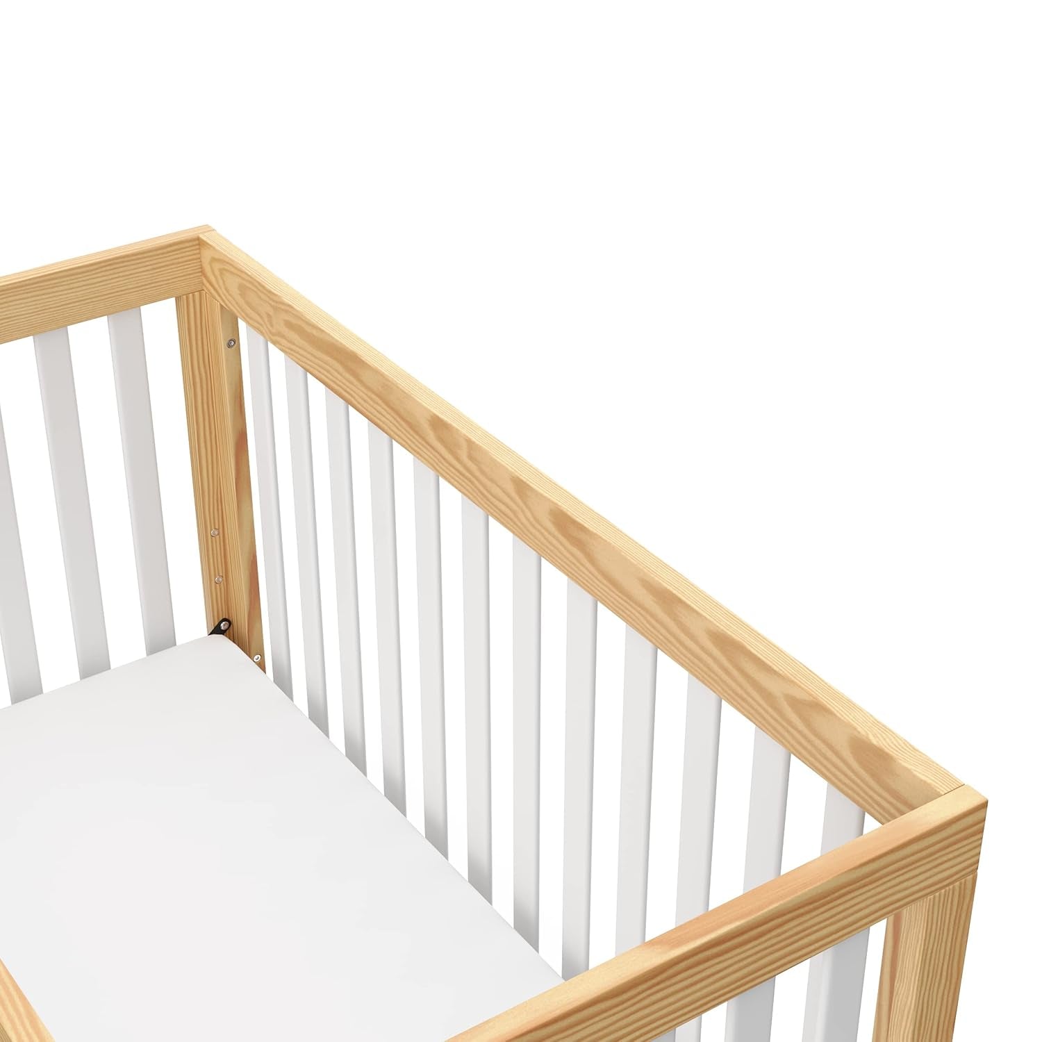 Storkcraft Beckett Convertible Crib (Natural with White Slats) – Converts from Baby Crib to Toddler Bed and Daybed, Fits Standard Full-Size Crib Mattress, Adjustable Mattress Support Base