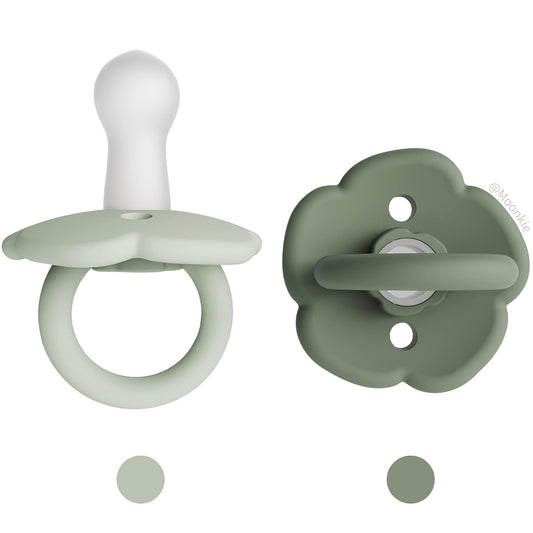 Moonkie Pacifiers Set of 2 | One-Piece Design Baby Pacifier with Large Air Holes | Bpa-Free Safe Silicone Soother | 6 Months Up