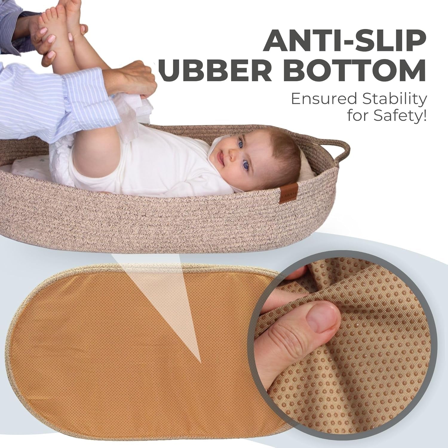 Baby Changing Basket with anti Slip Bottom and Baby Soft Book Bundle