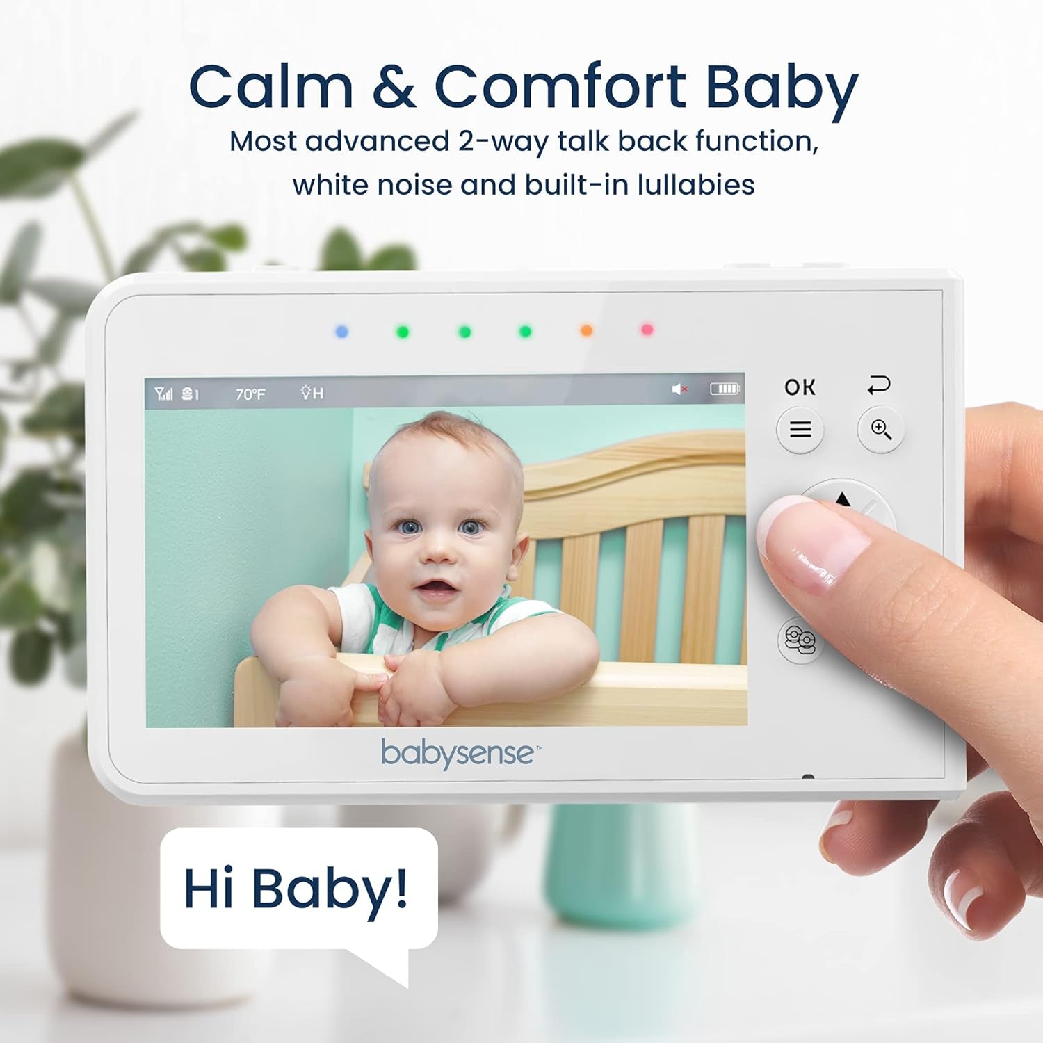 Babysense 3.5" Screen, Video Baby Monitor with Camera and Audio, 960Ft Range (Open Space), Night Light, Two-Way Audio, Zoom, Night Vision, Lullabies