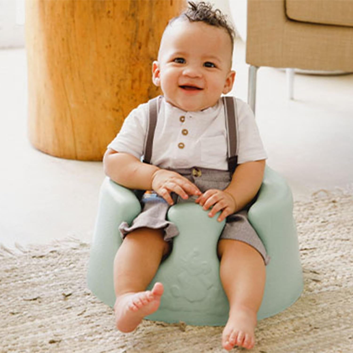 Bumbo Seat Soft and Supportive Baby Chair Floor Booster, Premium Baby Seat Booster for Floor with Adjustable 3-Point Safety Harness, Gray, 2-Pack