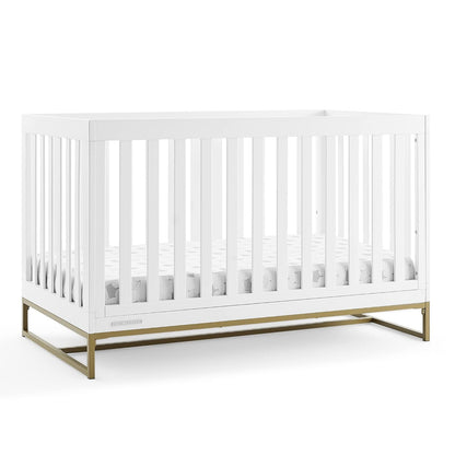 Delta Children Jade 4-In-1 Convertible Crib - Greenguard Gold Certified, Bianca White/Bronze