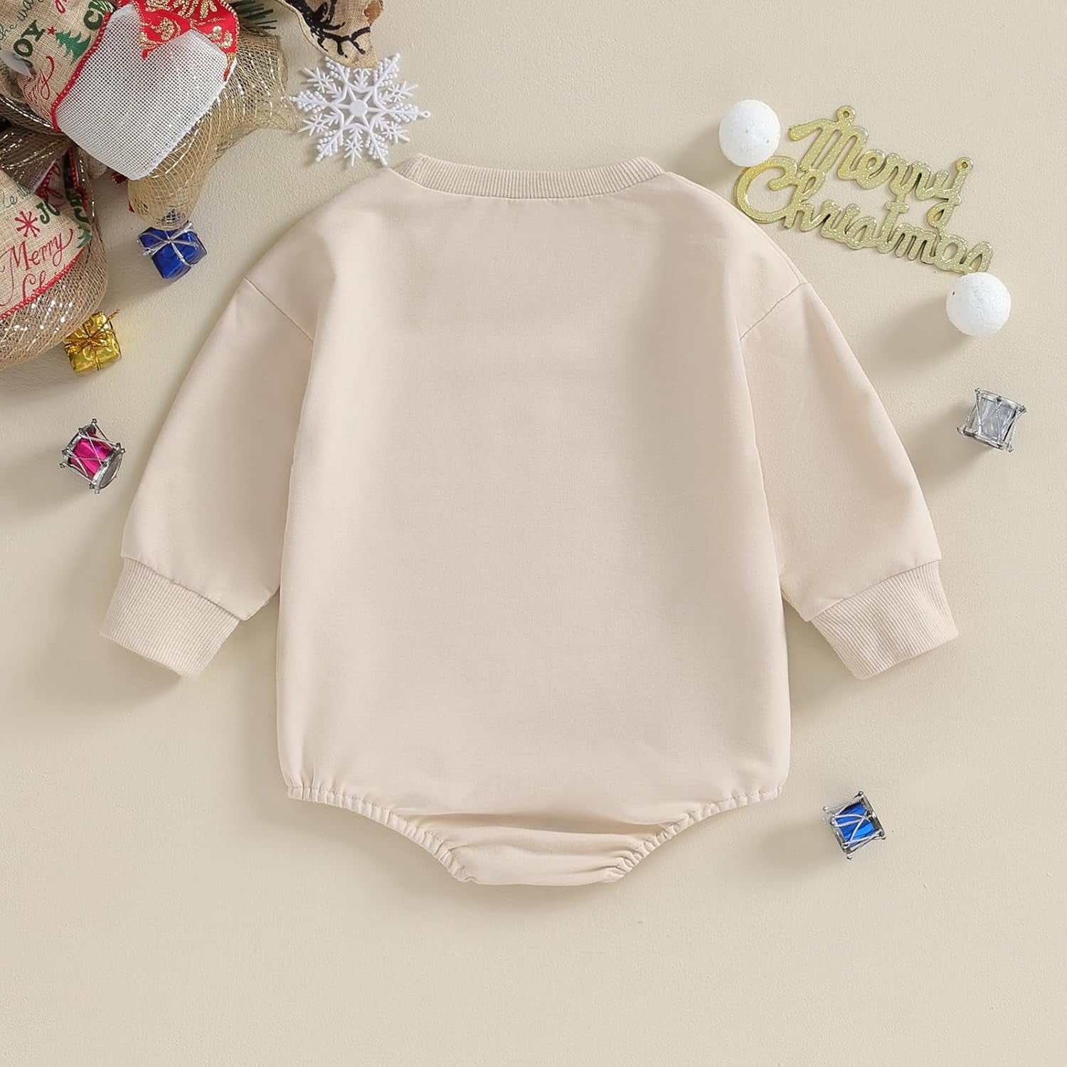 Baby Girl Boy Christmas Clothes Letter Print Sweatshirt Romper Infant Long Sleeve Bubble Romper Winter Outfit