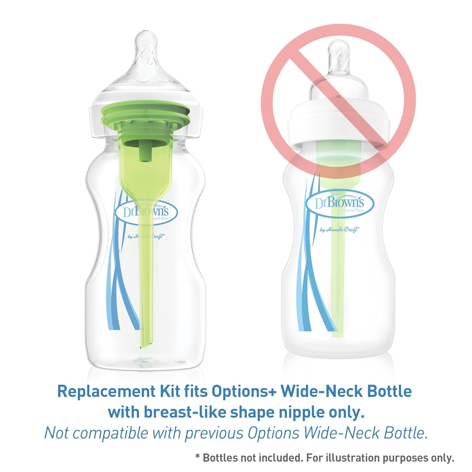 Dr. Brown'S Natural Flow Options+Replacement Vent Kit, Wide-Neck 2 Count (Pack of 1) (Fits Options+ Wide-Neck - 9Oz/270Ml Bottles)