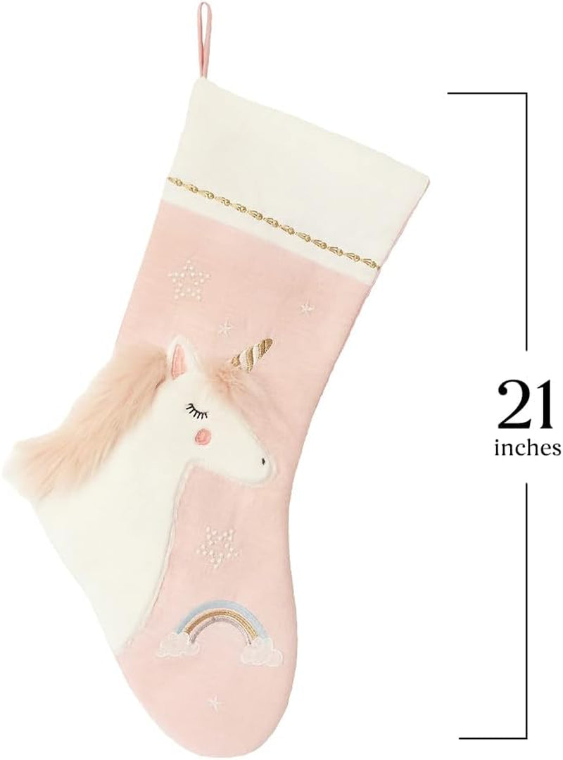 MON AMI Pink Unicorn Christmas Stocking – 21” |Perfect for Monogramming, Christmas Décor, Christmas Socks & Decorations, for Family & Kids