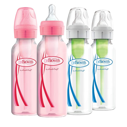 Dr. Brown'S Natural Flow Anti-Colic Options+Narrow 8Oz/250Ml Baby Bottle + Lovey Gift Set with Level 1 Slow Flow Nipples, Pink