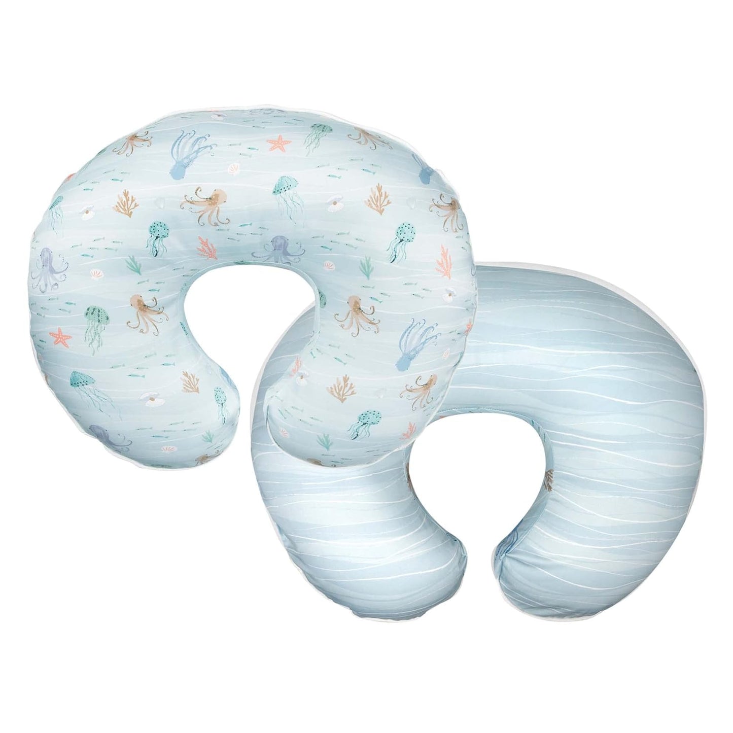 Boppy Nursing Pillow Original Support, Blue Ocean, Ergonomic Nursing Essentials for Bottle and Breastfeeding, Firm Fiber Fill, with Removable Nursing Pillow Cover, Machine Washable