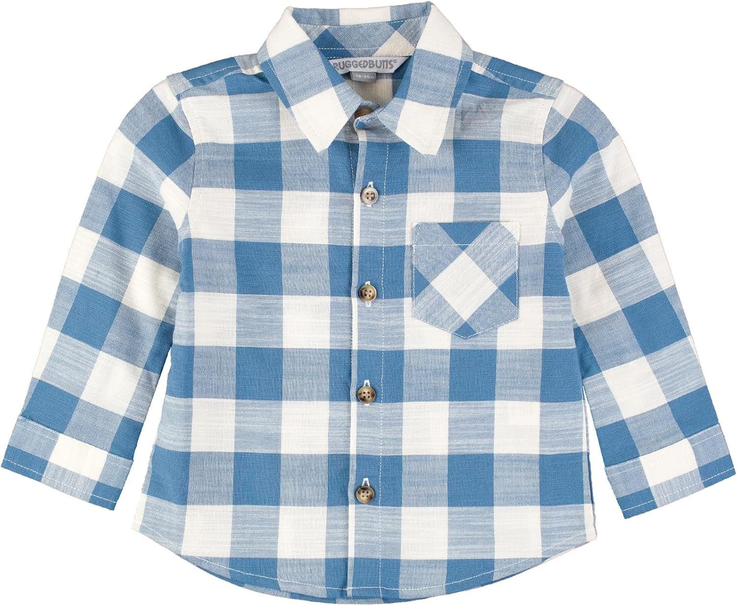 RUGGEDBUTTS® Baby/Toddler Boys Solid Cotton Long Sleeve Button down Shirt with Button Tabs