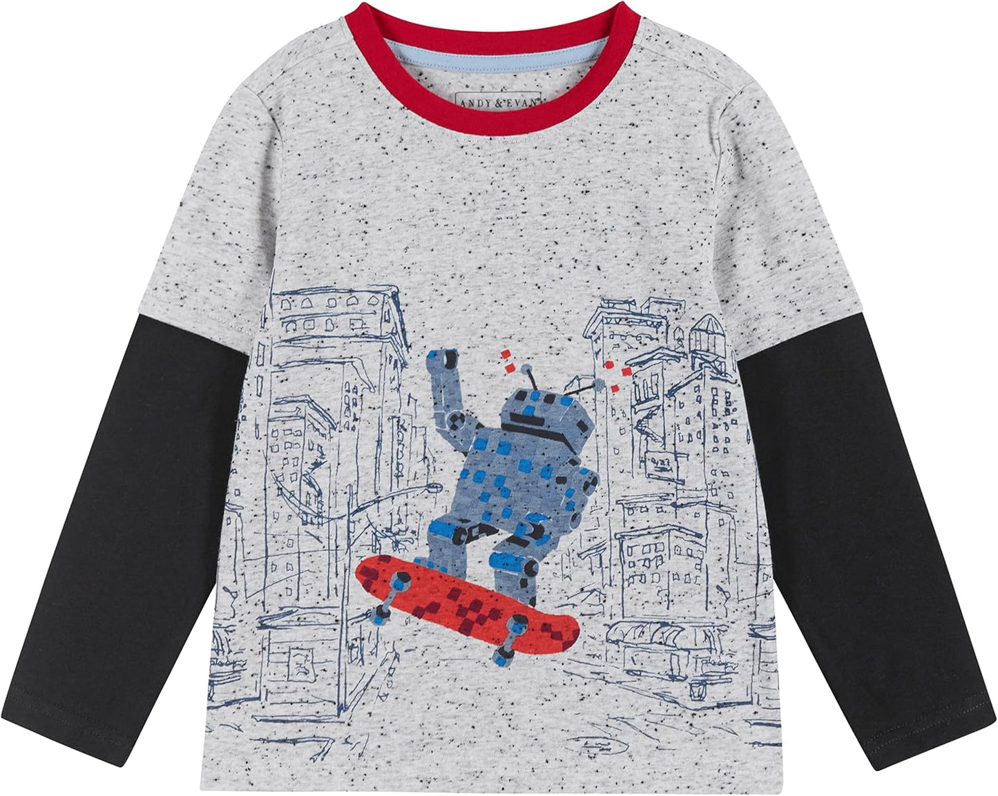 Andy & Evan Boys' Long Sleeve Two-Fer Tee Shirt