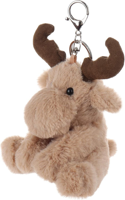 Apricot Lamb Cute Toys Plush Brown Reindeer Stuffed Animal Soft Keychain for Kids Bag, Purse, Backpack, Handbag (Smart Reindeer ，6 Inches)