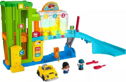 Fisher-Price Little People Toddler Toy Light-Up Learning Garage Playset with Smart Stages, Car & Ramp for Pretend Play Kids Ages 1+ Years