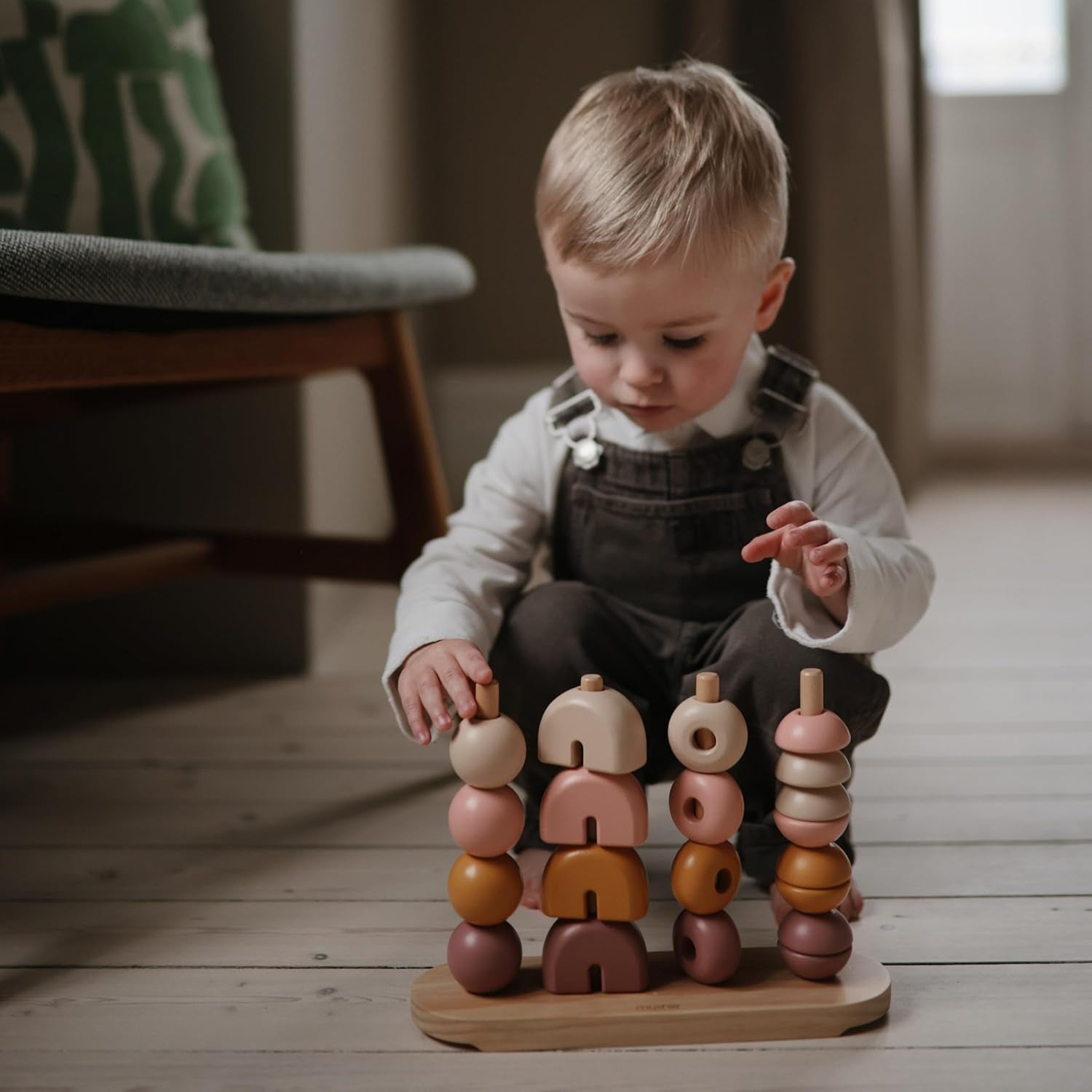 Mushie Wooden Multi Shape Stacker | for Kids 3 Years+ | Preschool Educational & Toddler Montessori Toys (Original)