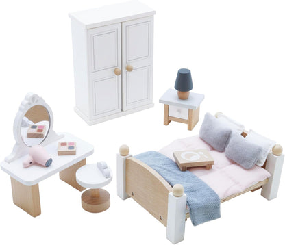 Le Toy Van - Wooden Daisylane Master Bedroom Dolls House | Accessories Play Set for Dolls Houses | Girls and Boys Dolls House Furniture Sets - Suitable for Ages 3+, ME057, Small