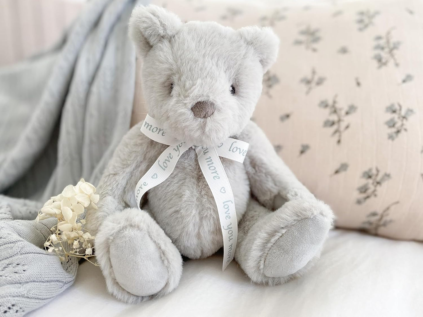 MON AMI ‘Love U’ Gray Teddy Bear Stuffed Animal – 10’’, Teddy Bear Plush for Baby Shower, Cute Plushies for Kids of All Ages