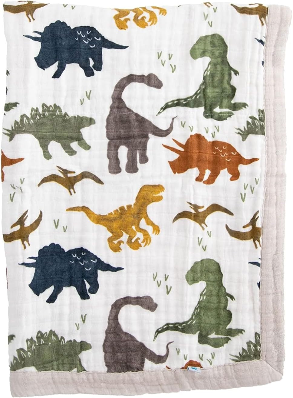 Little Unicorn Dino Friends Cotton Muslin Quilt Receiving Blanket | 100% Cotton | Super Soft | Babies and Toddlers | 30” X 40” | Machine Washable