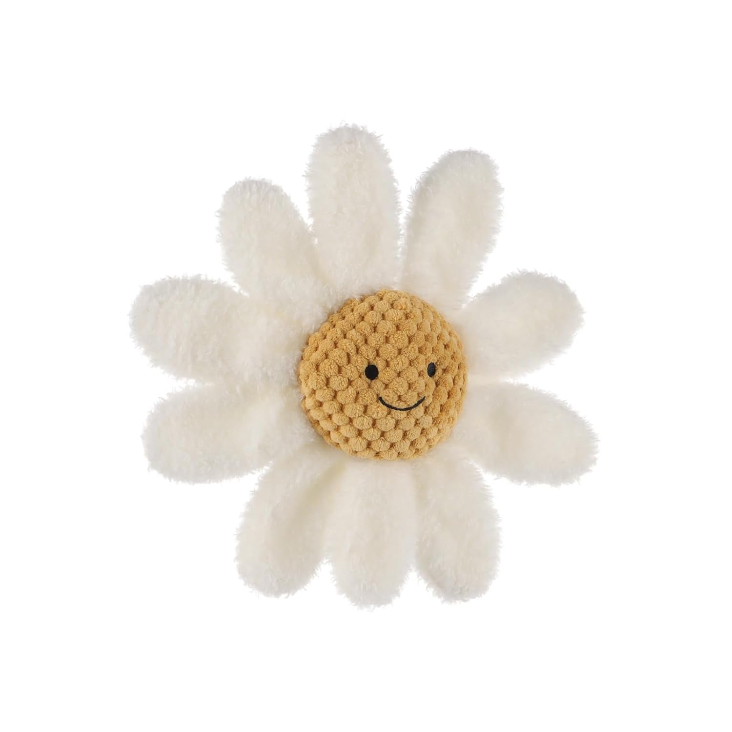 Apricot Lamb Baby Lovey Daisy Soft Rattle Toy, Plush Stuffed Flowers for Newborn Soft over 0 Months (White Daisy, 8.5 Inches)