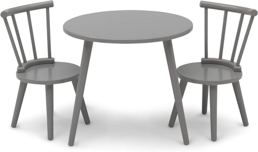 Delta Children Homestead Kids Table & 2 Chairs Set - Ideal for Arts & Crafts, Greenguard Gold Certified, Grey